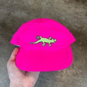 Vintage 90s five panel Pink and green‎ gecko snapback hat